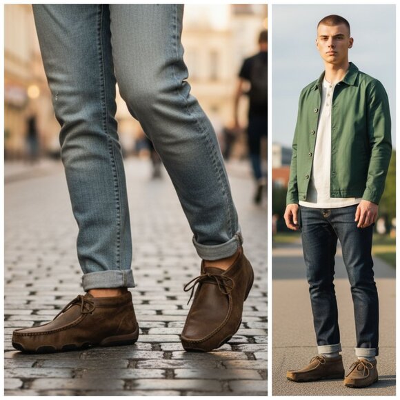 Twisted X Men's MDM0003 Leather Driving Moc Toe Chukka Boots in Brown Size 11.5M - Picture 1 of 12